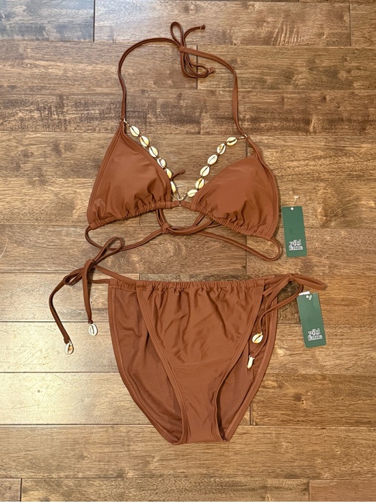 wild fable Other - Wild Fable Brown Shell Detail Triangle Bikini Set NWT XL Women’s Swimwear